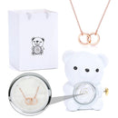 Colar Dueto de Amor + Urso com Rosa Eternizada